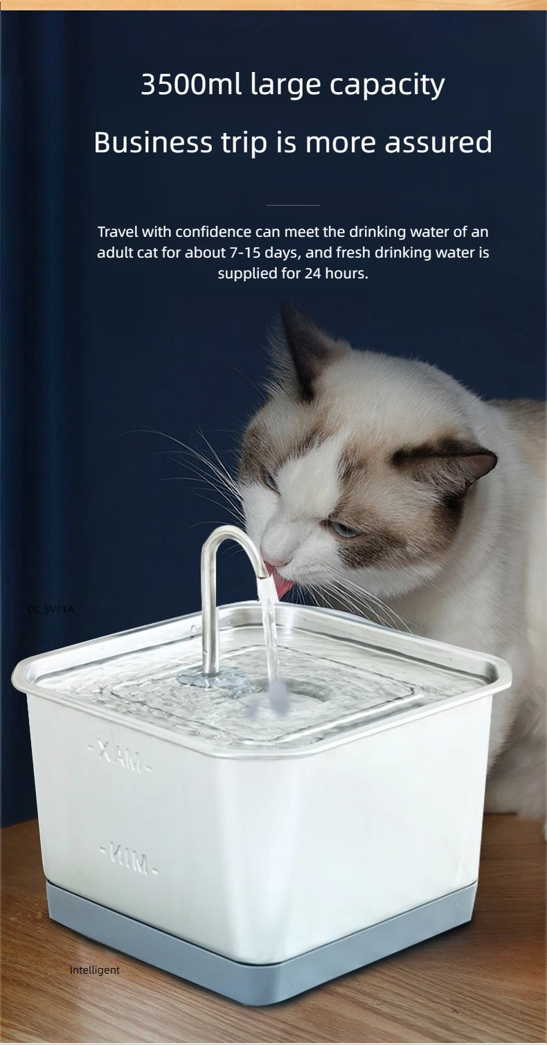 Automatic 304 Stainless Steel Pet Water Fountain Bowl Efficient Water Feeder For Thirsty Pets