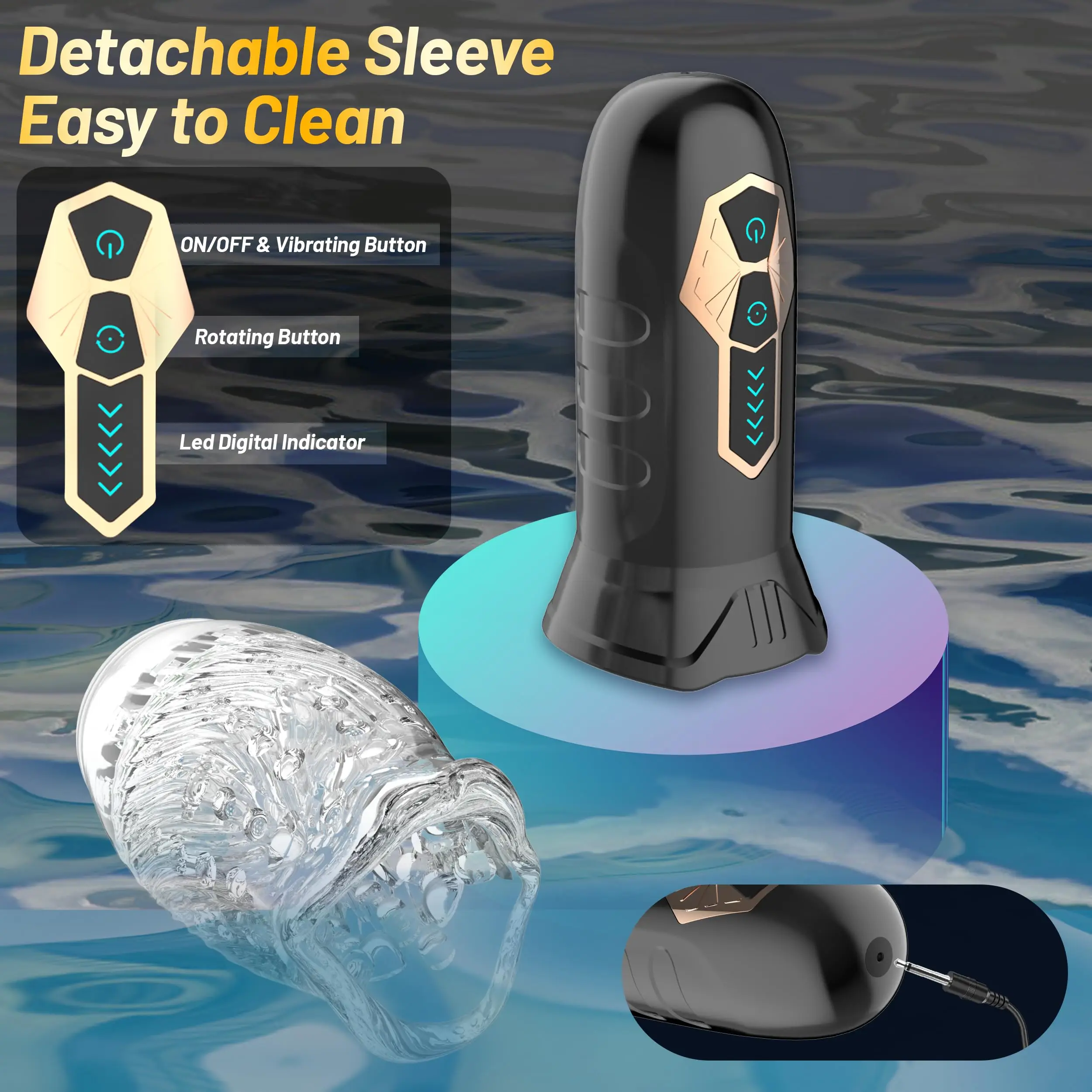 USB Rechargeable Deep Throat Spinning Vibrating Automatic Male Stroker Rotating Transparent Masturbator Cup for Men Rose Sex Toy