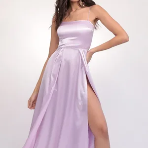 Party New Collection Ladies Sweet Sling Tube Top High Waist Split Satin Dress