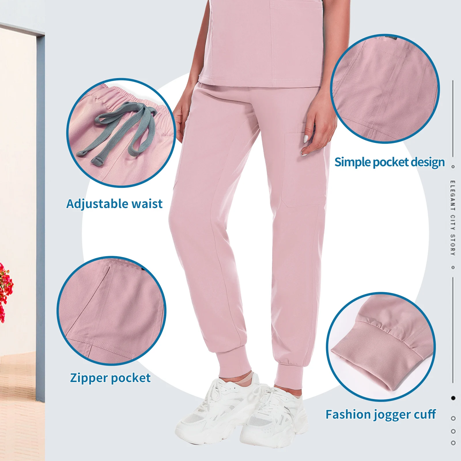 Hight Waisted Work Pants Reusable Custom Scrub Jogger Style Doctor Nursing Scrub Sets Medical Clinic White Hospital Uniform Suit