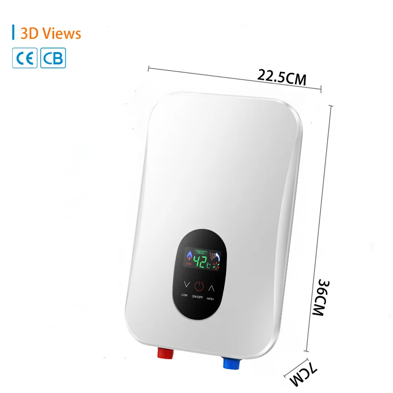 New CE Automatic Bath Instant Electric Water Heater for Shower Car Waterproof White Kitchen Wall Power Storage Casing House
