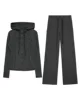 Pantaloni a gamba larga grigio grafite con giacca