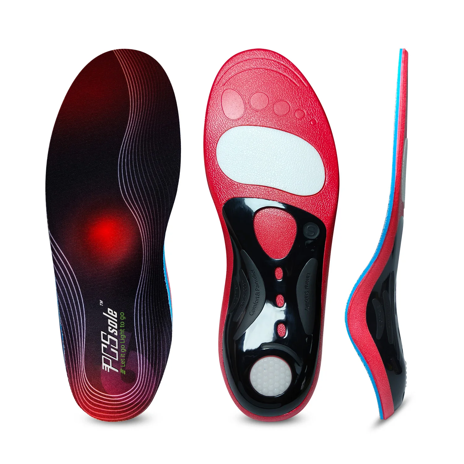 High Arch Support Flat Foot Orthopedic Insoles Pu Gel Cushioning Sports