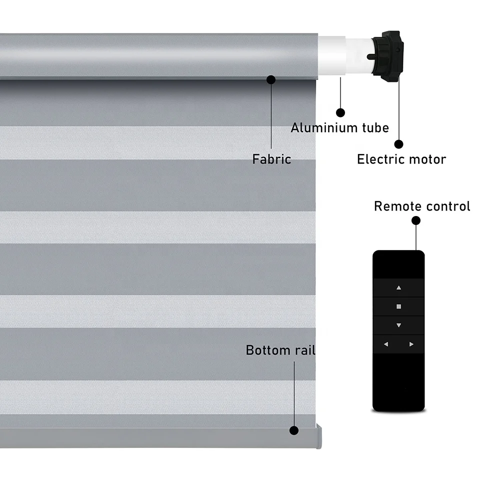 Smart Automatic Tuya Google Alexa Compatible Electric Roller Shades Motorized Zebra Blinds for Window Made in China