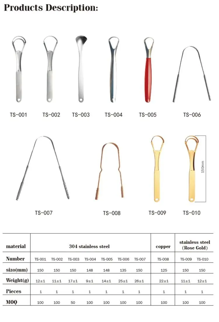 Reusable Oral Cleaning Tool Stainless Steel Metal Copper Rose Gold