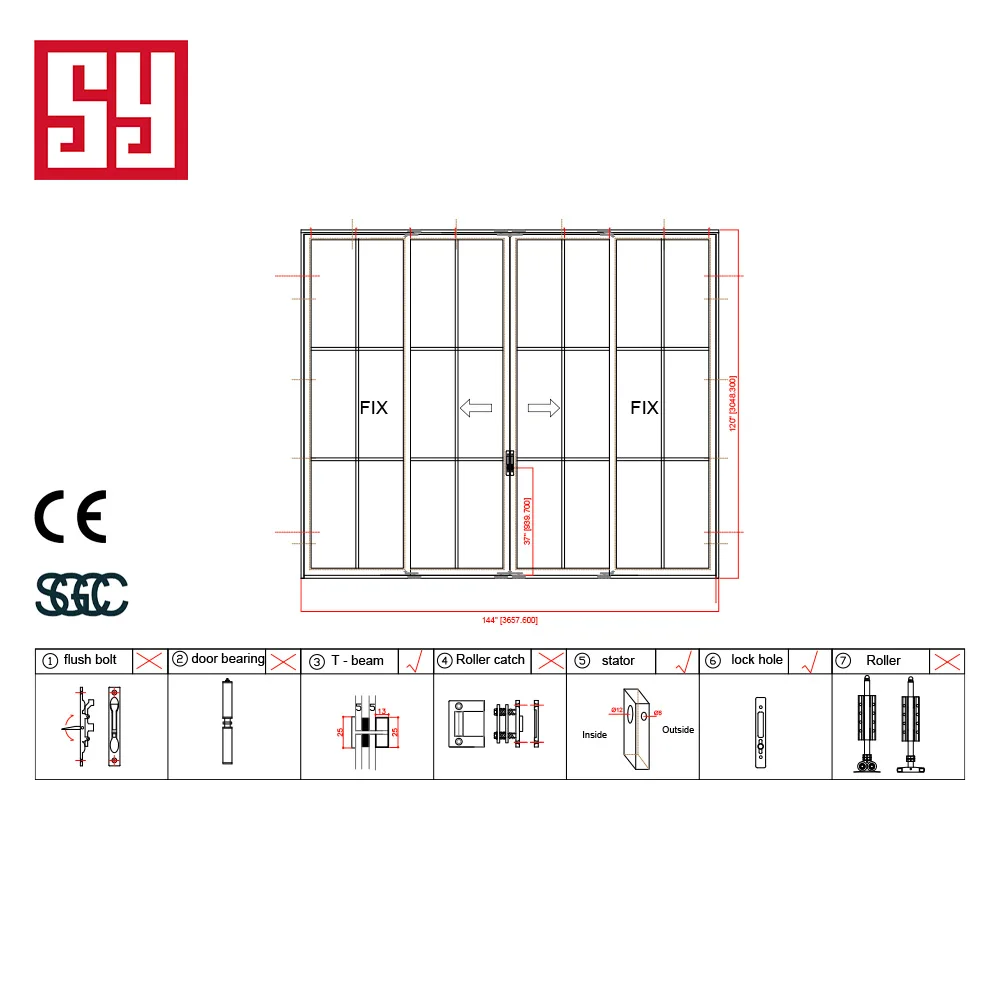 Modern Style Steel Double Glazing Tempered Glass Sliding Doors Windproof Feature Commercial Use 5 Year Warranty Silent Elegant factory