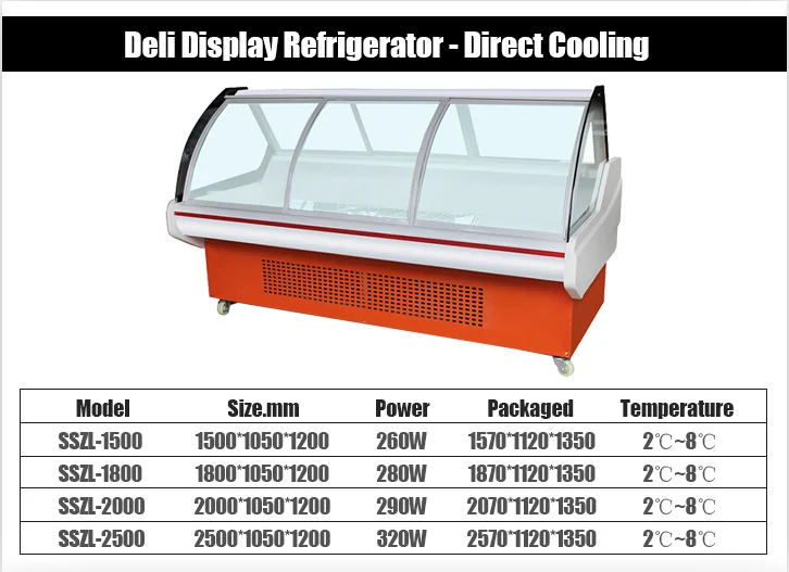 Supermarket Meat Display Chiller Freezer Front Open Door Display Fridge Used Deli Cases For Sale