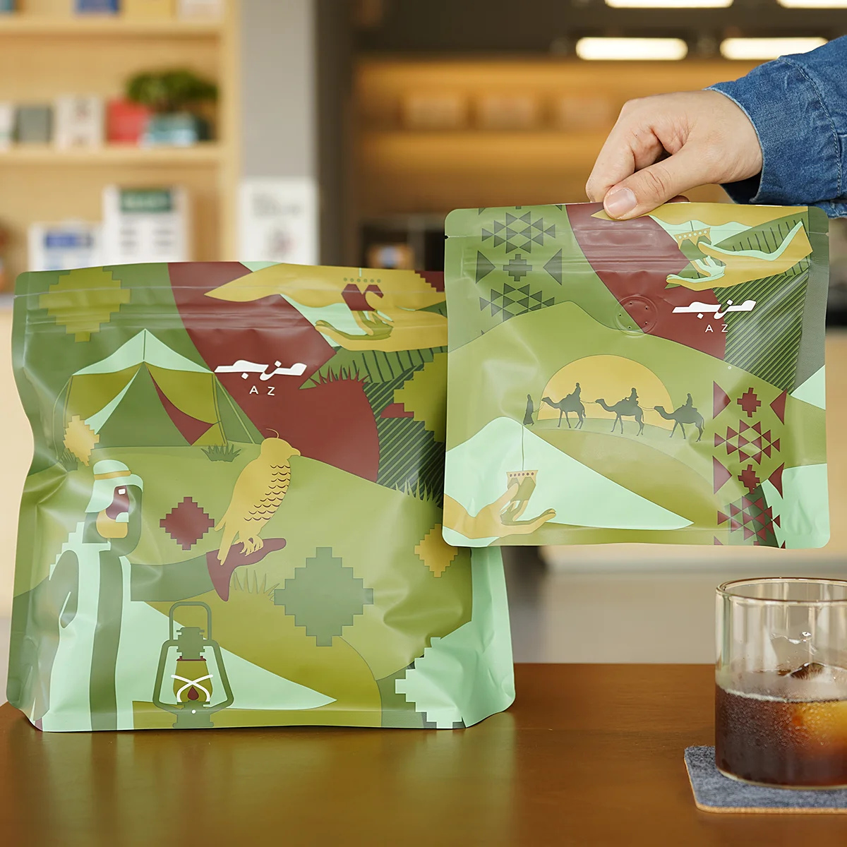Custom New Design Plastic Mylar Stand up Pouch Diamond Shape Coffee Bean Packaging Bags With Hang Hole