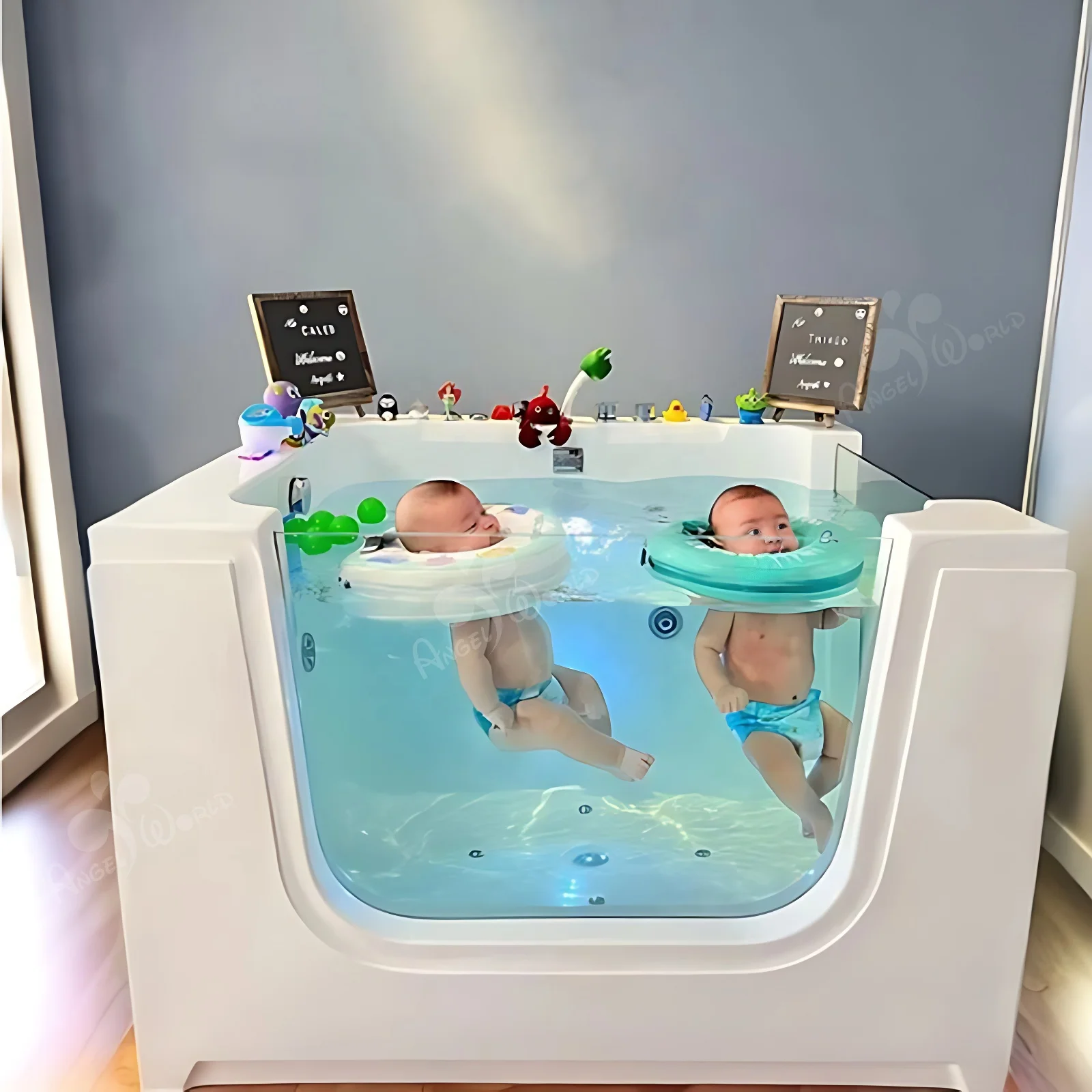 Swim Pool Baby Whirlpool Bathtub Two-sided Glass Kids Spa Bath