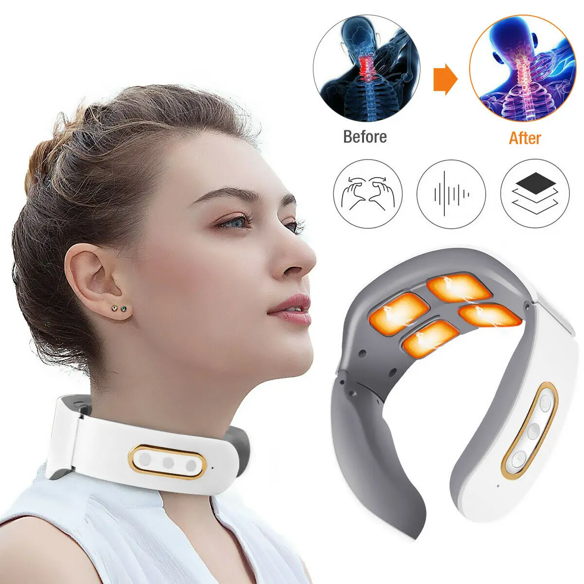 Neck Massager with Heat, Intelligent Wireless Portable 4D Neck Massage  Equipment