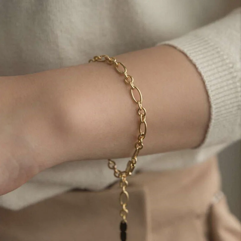 Lot De 4 Bracelets Femme Dorés - Chaîne En Acier Inoxydable - Bijoux Fantaisie Neufs