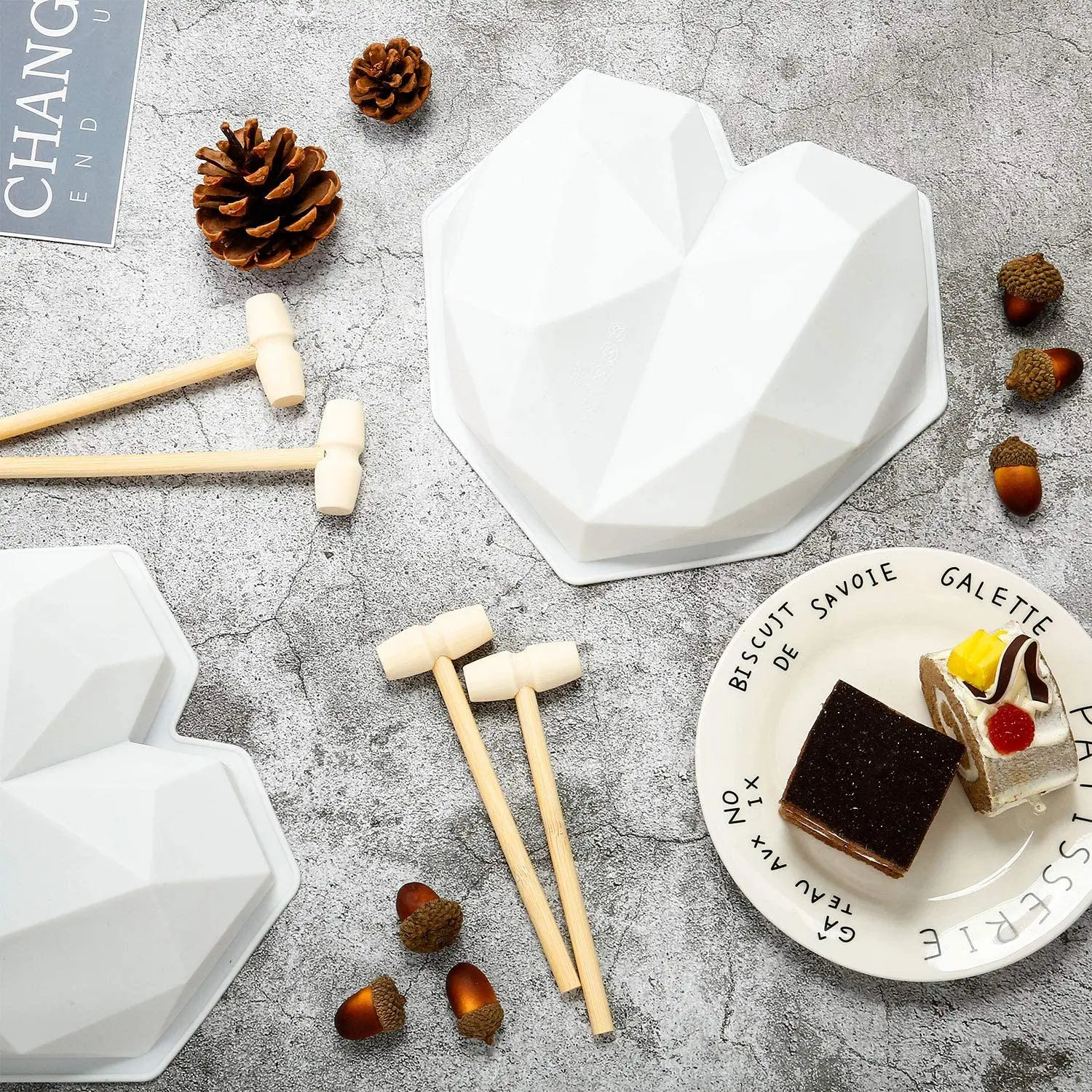 Candy Mold Diamond Heart Love Shape Silicone Cake Mold 8-Inch