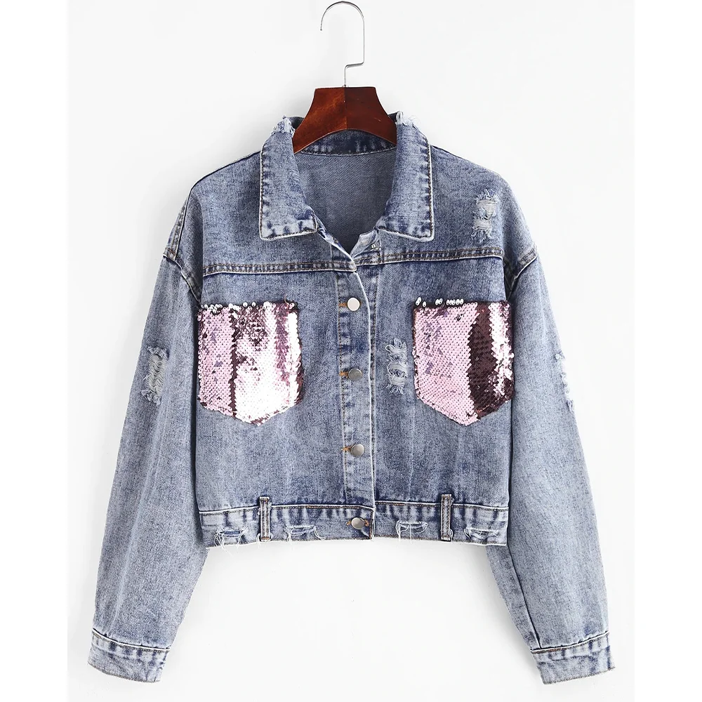 Blue Ripped Distressed Autumn Fashion 