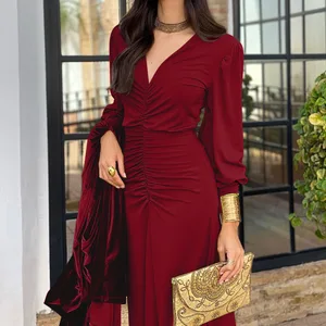 Dress Satin Floor-Length Satin Dress Ruched Plain Dyed Technique Natural Spring/ Autumn Office Washable OEM Service Available