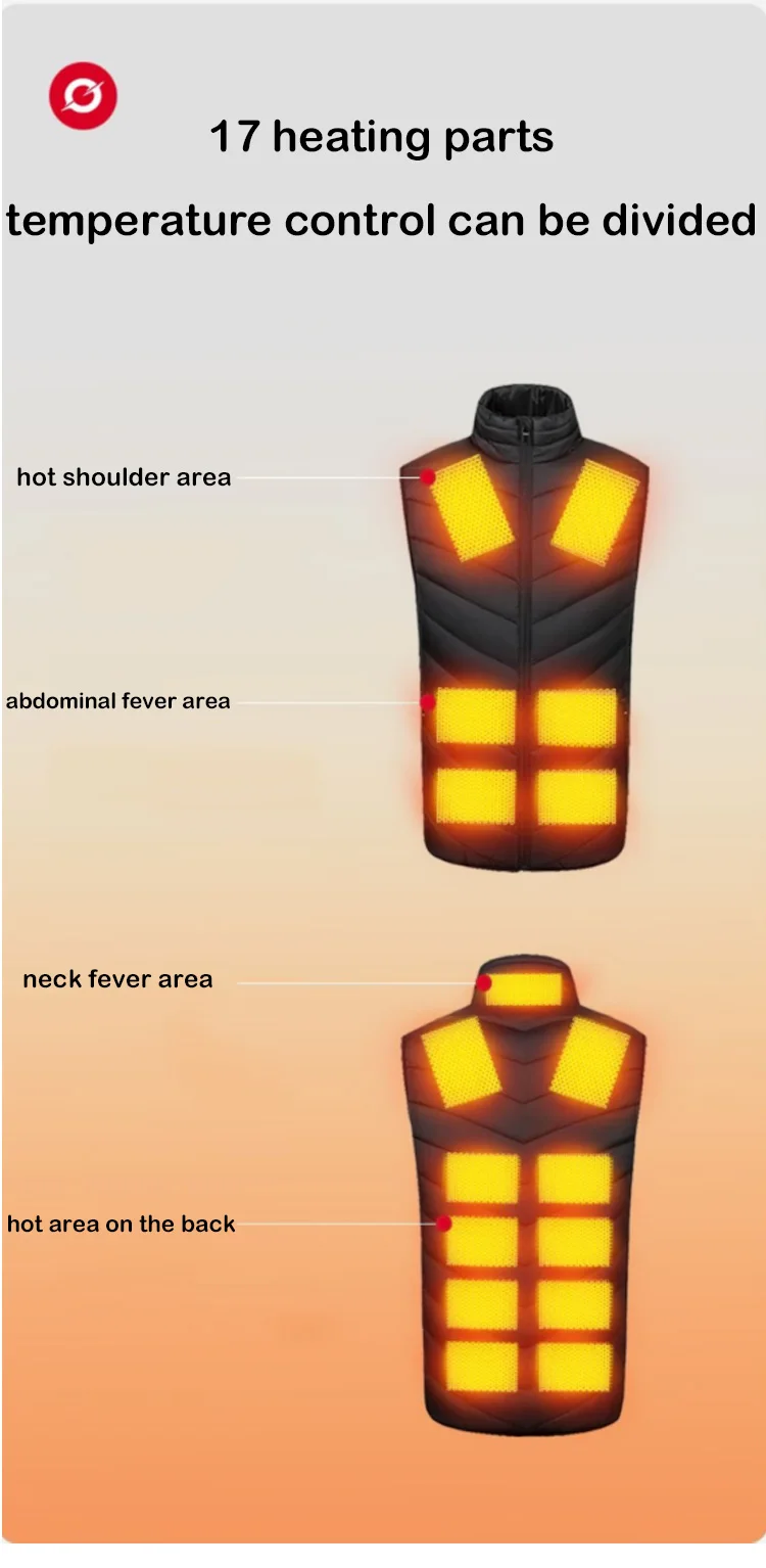 Manufacturer Custom Men Usb Rechargeable Heated Jacket 2 Zone Heating