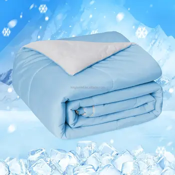 Q-Max Baby Blue Quilt Hot Sleepers Double-Sided Arc-Chill Cooling Blanket Optimal Comforter Polyester Filling Patchwork Pattern