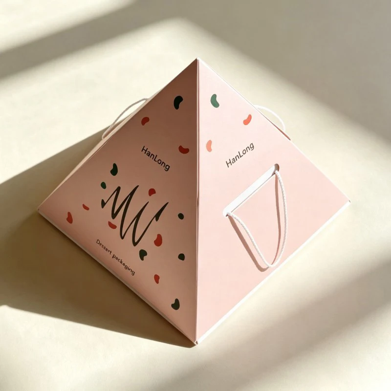 Großhandel pyramidenförmige Verpackung für Sushi, Lebensmittel, Desserts, Gebäck, Papierbox für Süßigkeiten, Kuchen und Bonbons, stapelbare Verpackung