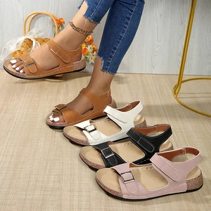 New Arrival Plus Size Peep Toe Comfortable Sole Flat Sandals Roman Beach Sandals Outdoor Casual Women's Shoes