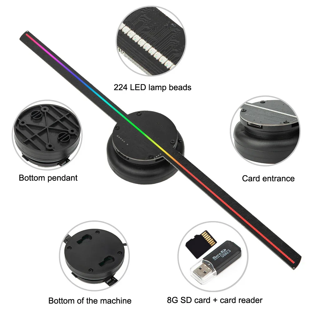 3D Holographic Advertising Projector Wifi 3d Hologram Fan 42cm 2 Blade LED Big Best for Exhibition Mall Holiday