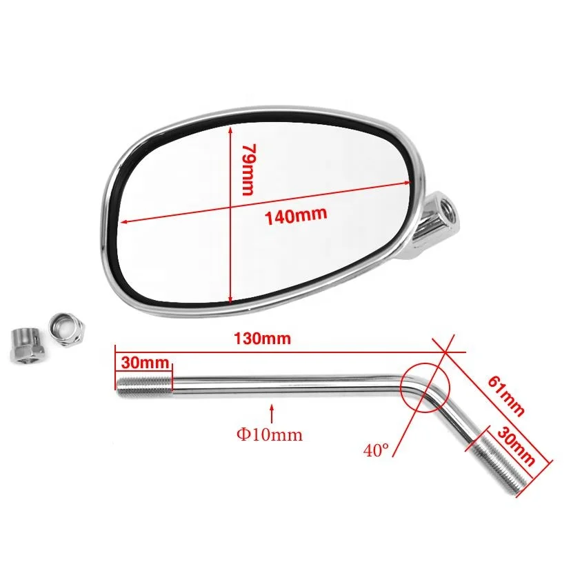 マイクロ M10 Chrome Plated Motorcycle Rear Mirror OEM 88210-KSP-B01 Rear
