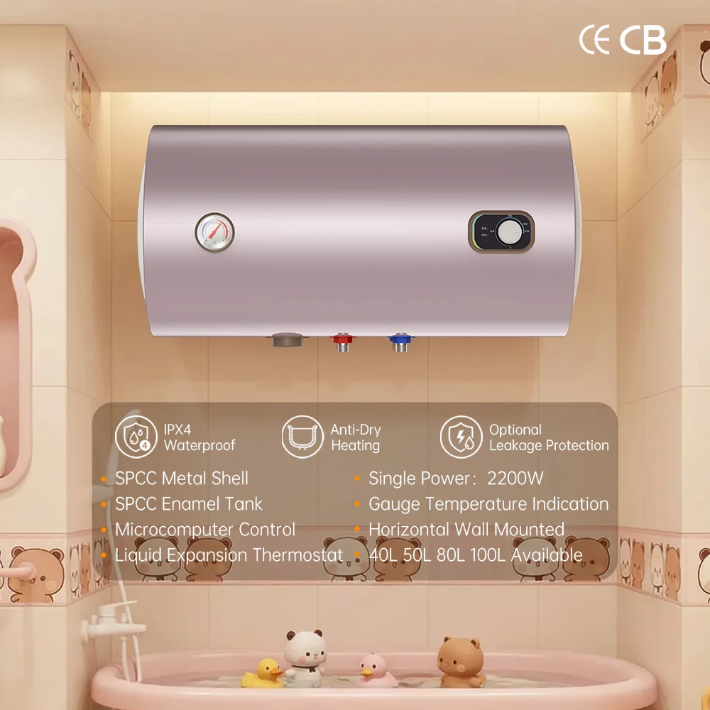 CE CB Knob Control Electric Heating 40L/50L/60L/80L 2200W Metal Shell Wall-mounted Household Use Storage Electric Water