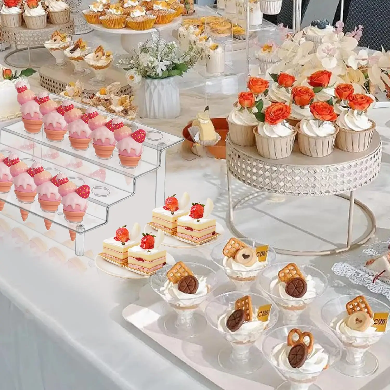 Clear Acrylic 4-tier Cake Display Stand With 20 Holes - Oem