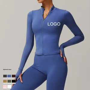 Wholesale Yoga Coat Training Clothes for Women Stand Collar Zip up Sleeve Sports Jacket Sport Outfit Jogging Gym Top