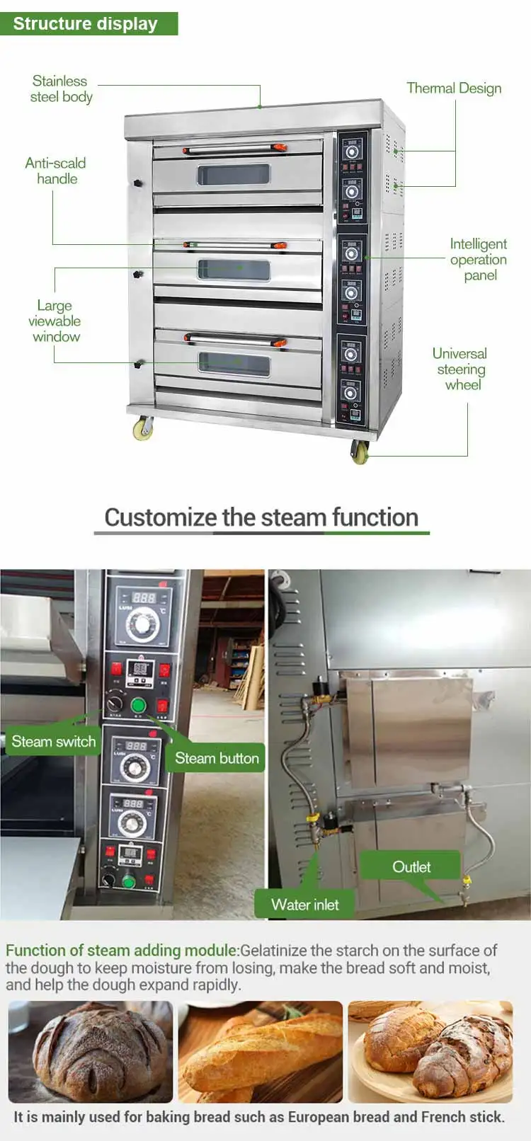 Conveyor Multifunction Commercial Sale Bread Small Size Bake Gas and Electric Deck Pizza Oven for Bakery
