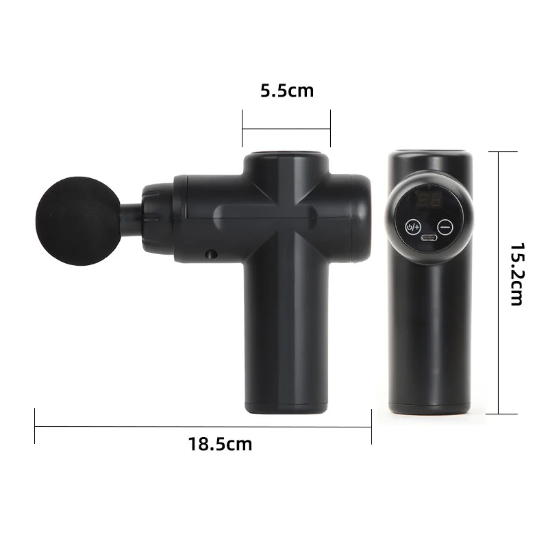 Pistola de masaje percusivo profesional mini J11B | Pantalla LCD de 32 velocidades con múltiples cabezales