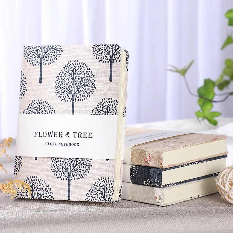 A6/B6 Eco Friendly Notebook Linen Fabric Covered Journals Cloth Case Bound Hardcover Notebooks Notes With Silk Bookmark