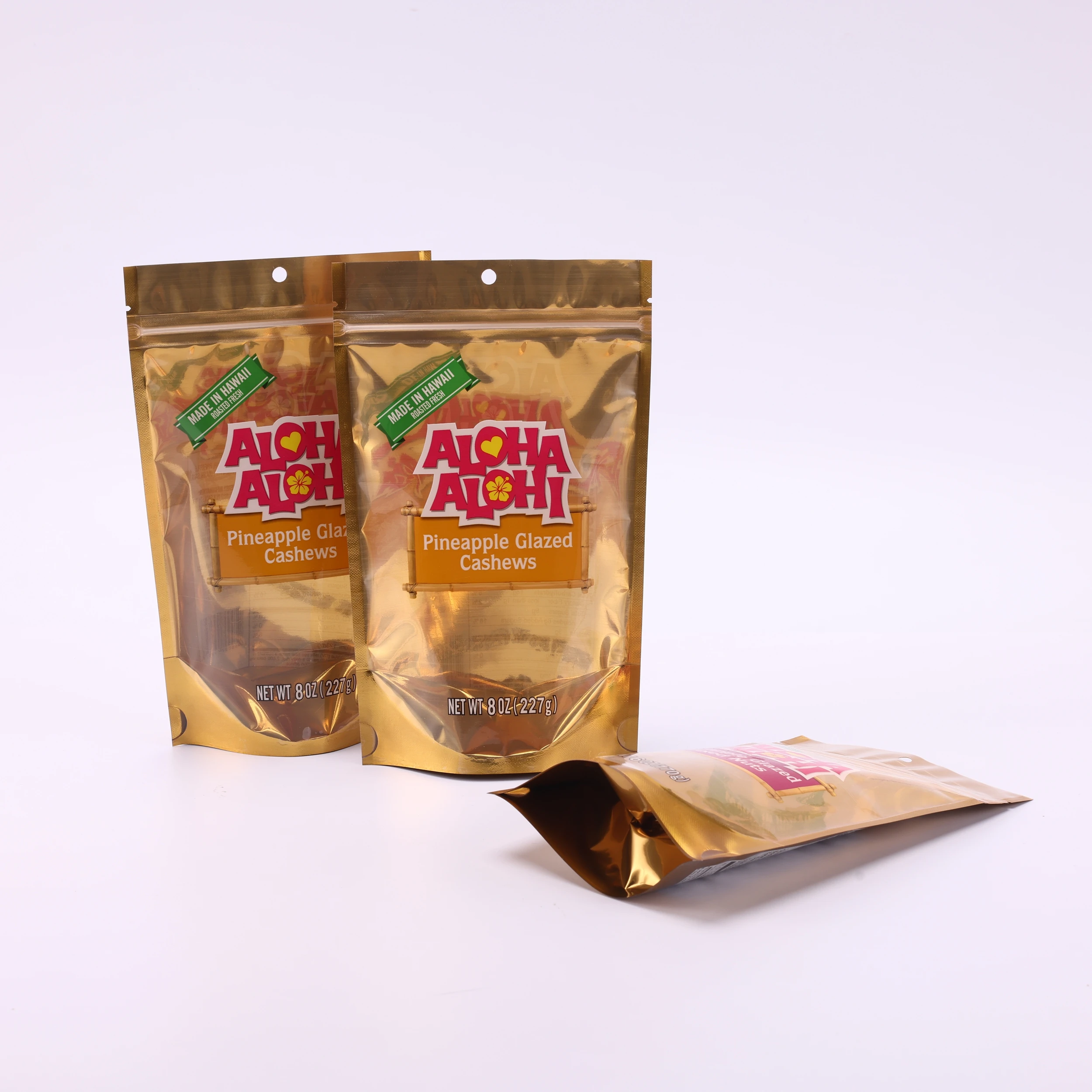 Customized  standing aluminum foil zipper bag candy snack food packaging plastic bag