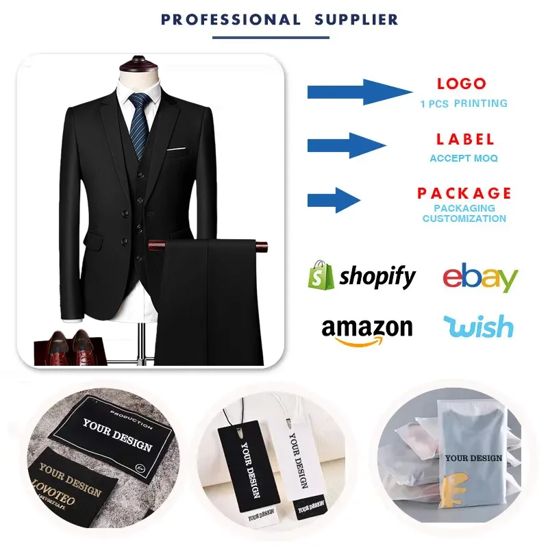 Y2603 British Style Business Suit for Men Slim Fit Jacket+Vest+Pant 3 Piece Set Formal O aperçu 3