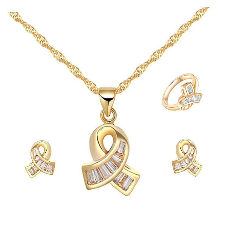 quality stone14k 18k gold plated pendant good silver jewelry set for women(图5)