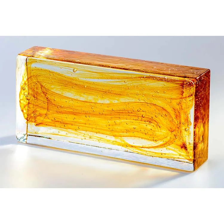 Gold Glass Bricks Blocks Decorative Solid Hot Melt Glass Brick Good Visibility Crystal Building Glass Bricks for Partition Wall