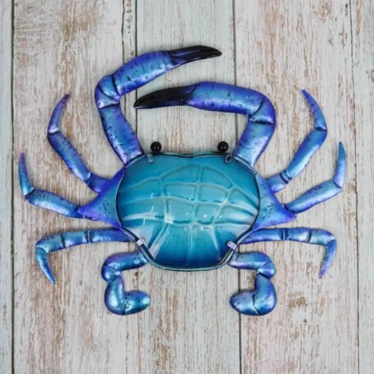 Home Wall   wall hanging 3d Metal Glass Metal Crab Animals Summer Crab Wall