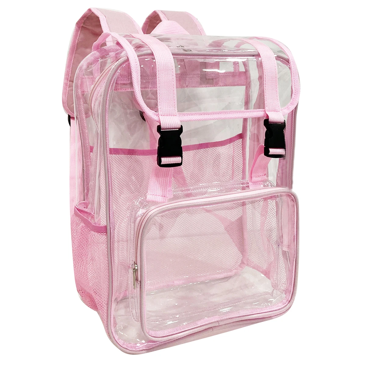 Customized logo pvc material high quality pink colorful school backpack transparent clear pvc backpack for men women kids