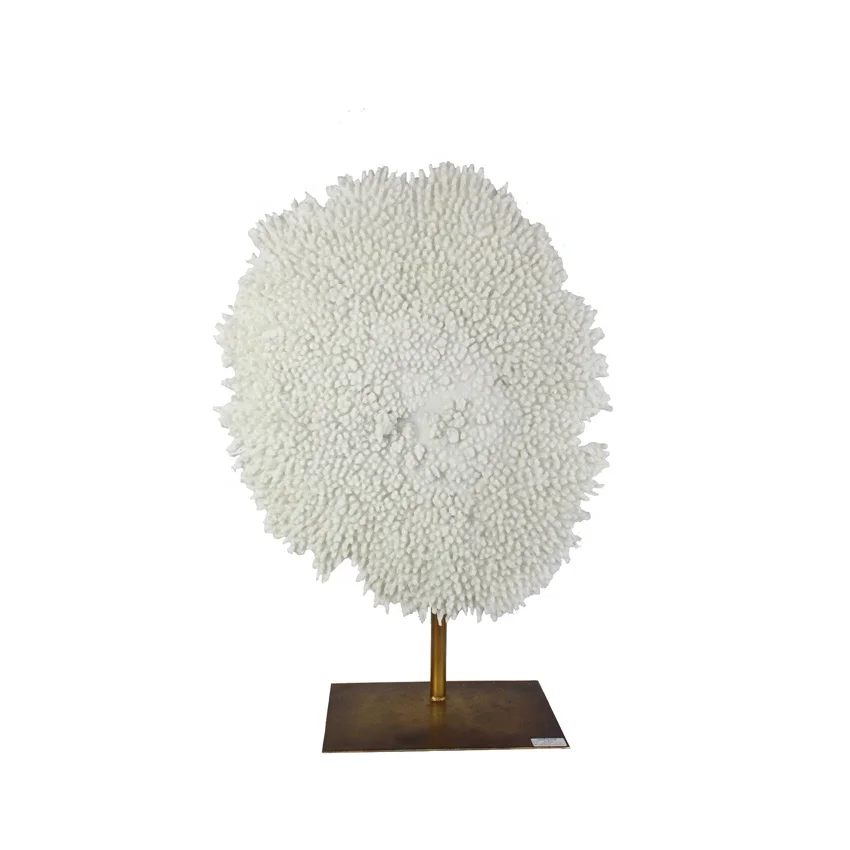 Metal base white resin coral gifts ornaments  nordic decoration home