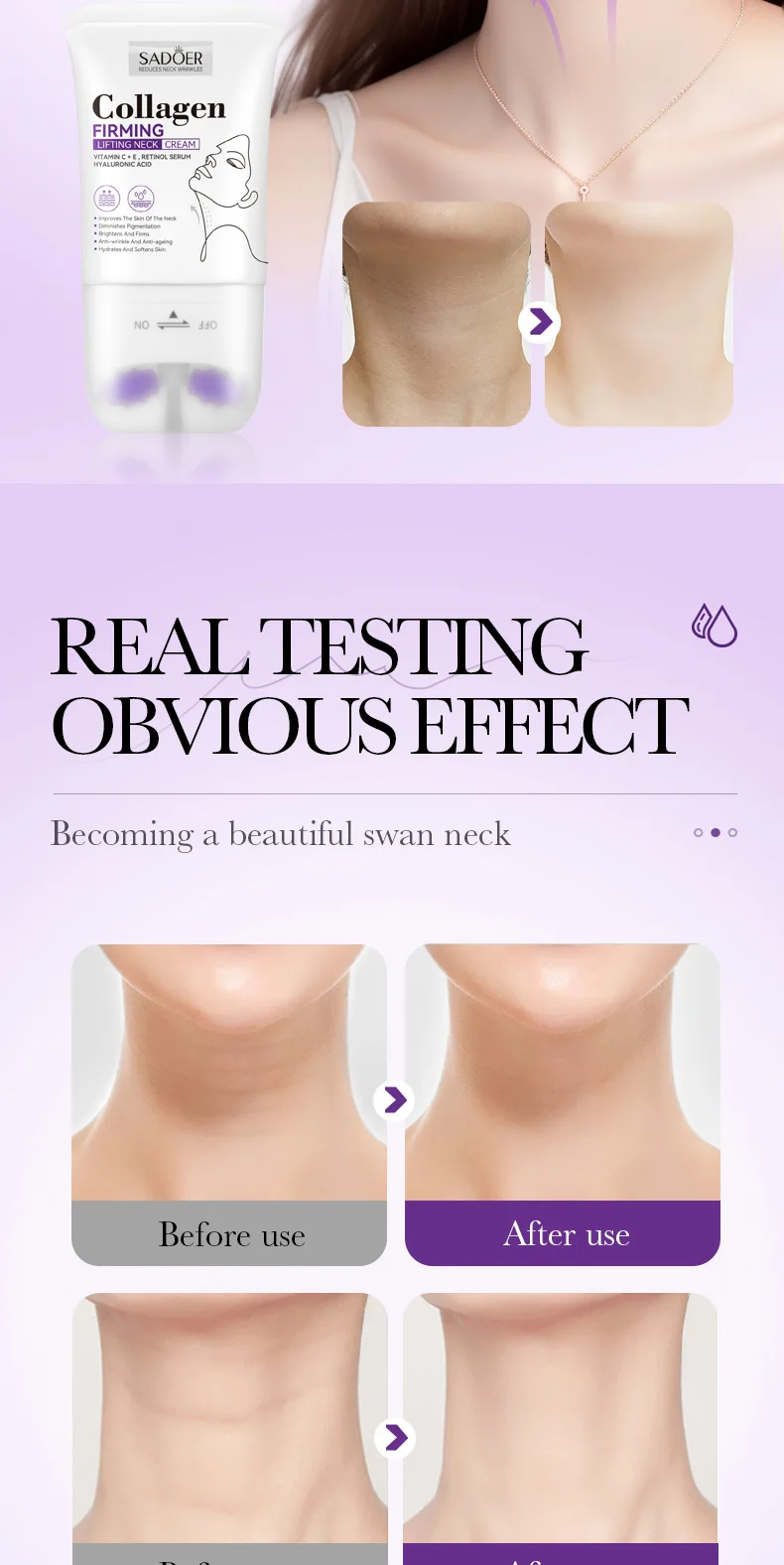 OEM Roller Neck Cream Lifting Firming Anti-aging Remove Wrinkle Moisturizing Smooth Nourishing Neck Skin Care Products