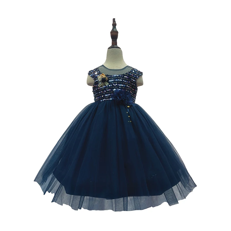 Little Girls' Sequin Mesh Tulle Dress Sleeveless Flower Party Ball Gown