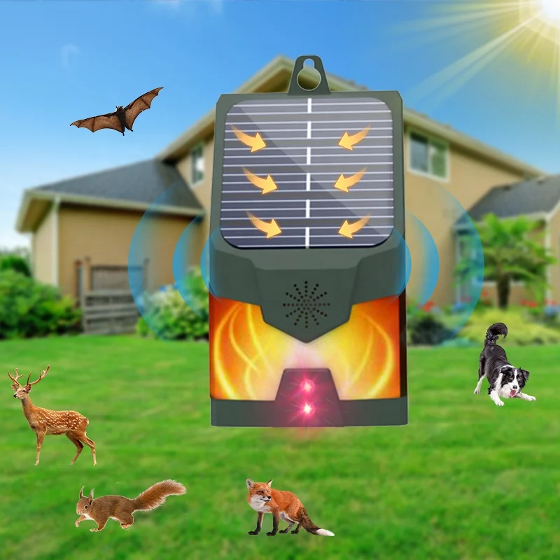 Saijzek New Solar Animal Repeller Badger Skunks Bats Bird Rodent Ultrasonic Repeller Deer Wolf Raccoon Fox Weasel Squirrel repel