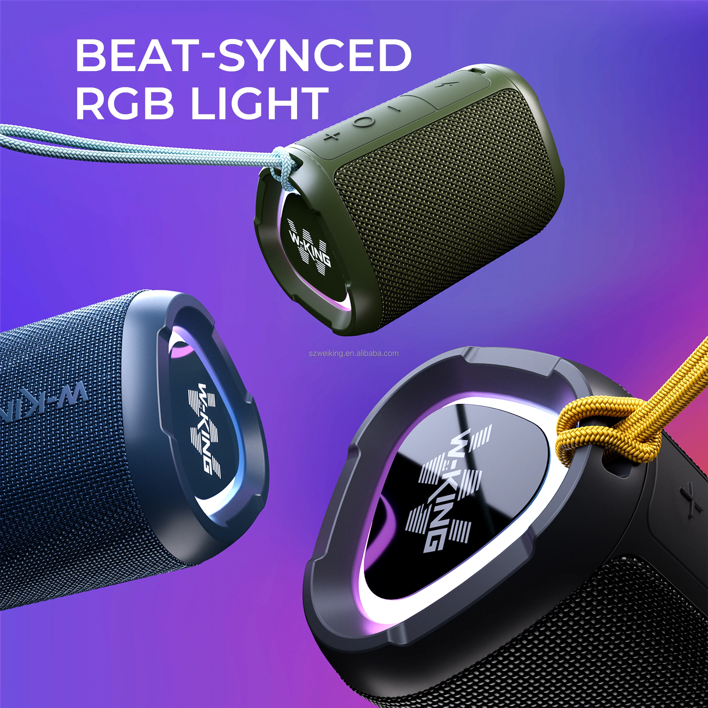 W-KING D110 Portable 15W Output for 5.3 Wireless Speaker New Arrival 2025 Waterproof IPX7 RGB Light Bass Feature 2900mAh