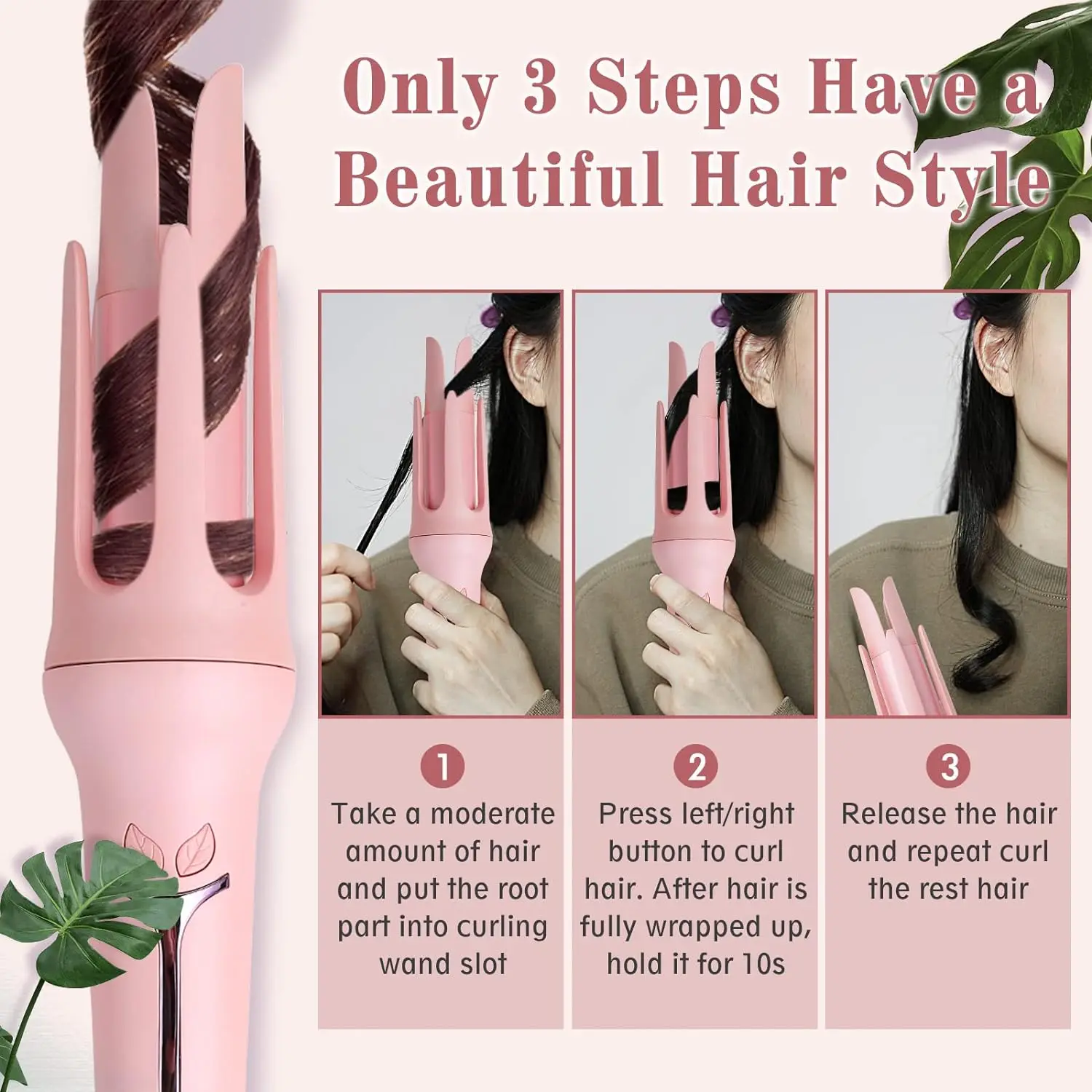 Customize OEM ODM Rotating Curly Hair Stick Ceramic Glaze Coating Hair Curler Automatic Curling Iron Two Directions