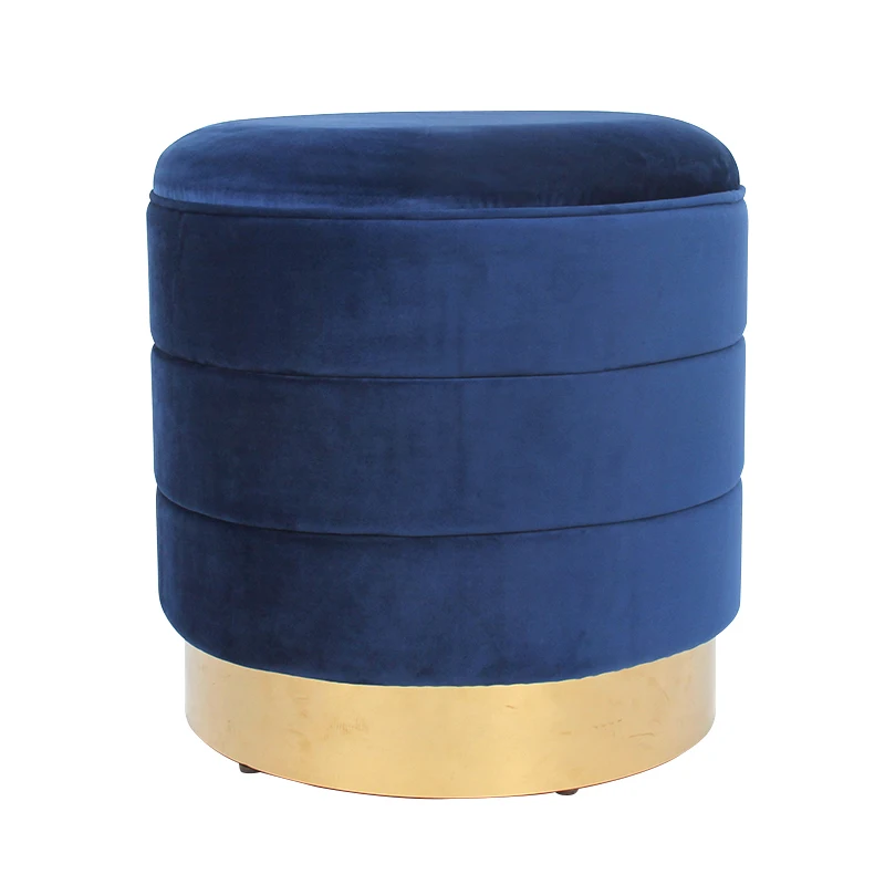 Factory Customized  Wholesale Design Stool Round Pouf Modern  Purple Velvet  Fabric Ottoman for Living Home Furniture
