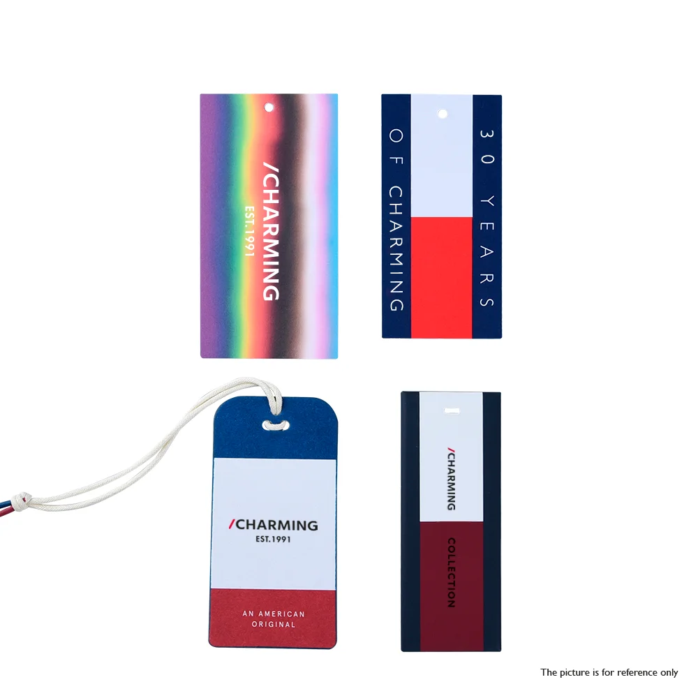 High Quality Print Paper Brand Cardboard Kraft Paper Tags Hang Label Tag With Hemp Rope for Jeans