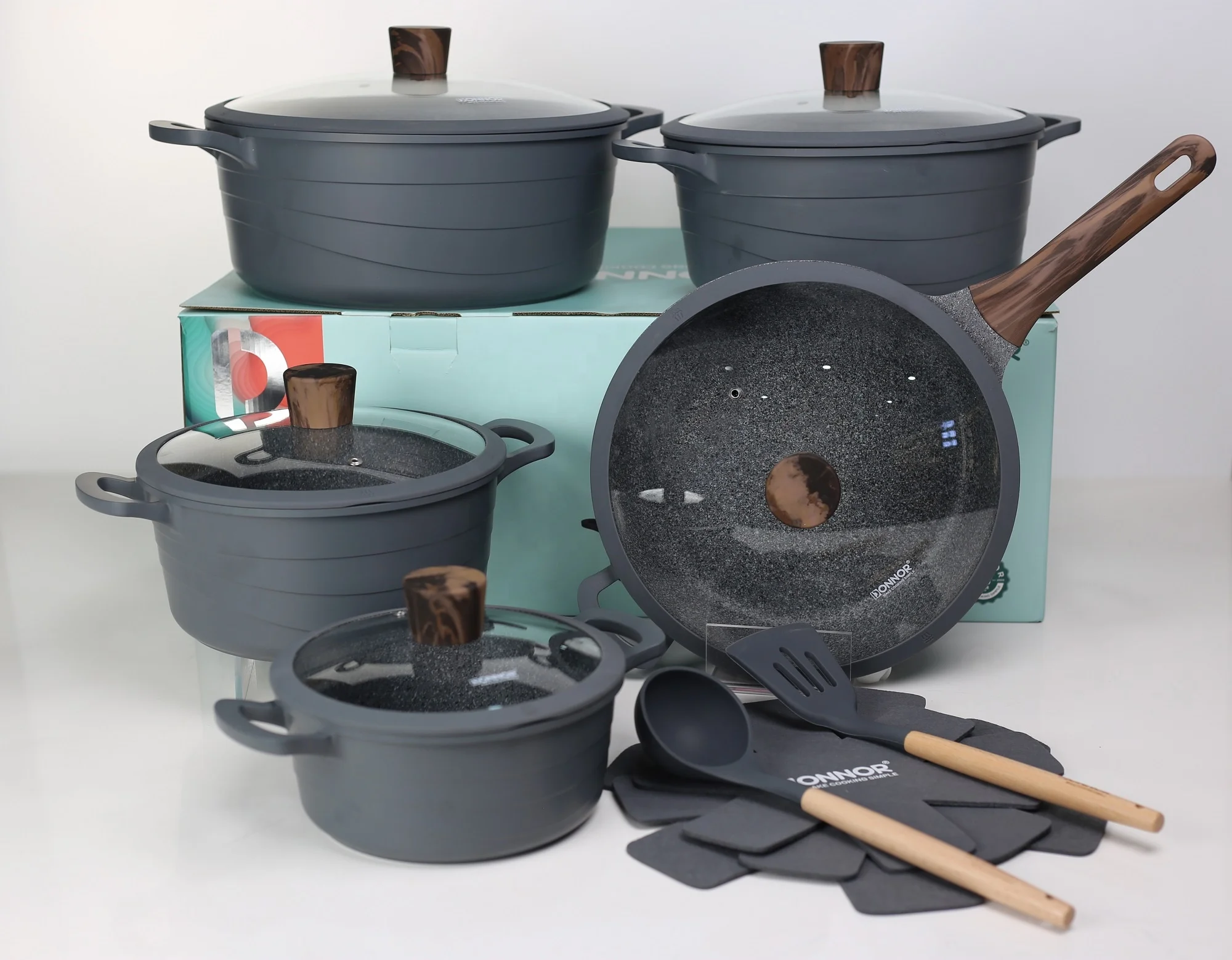 Donor Wave 15 Stück Antihaft-topf Set Aluminium Topf Set Mehrzweck