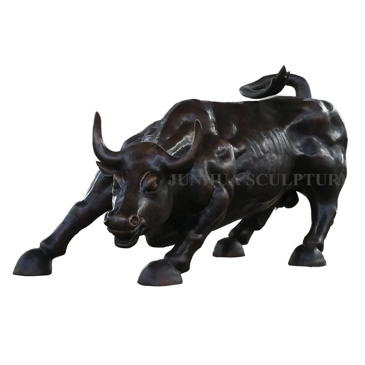 Outdoor Life Size Animal Wall Street Brass Bronze Bull Statue Sculpture