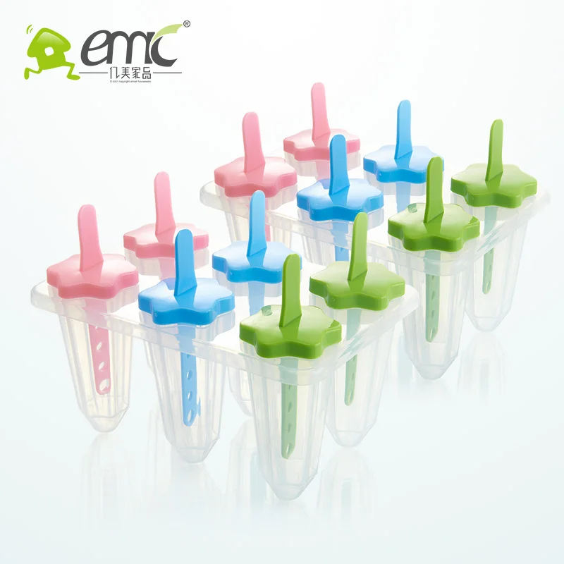 Reusable Plastic 6-Cell DIY Summer Dessert Ice Cream Popsicle Mold Set Ice Lolly Maker