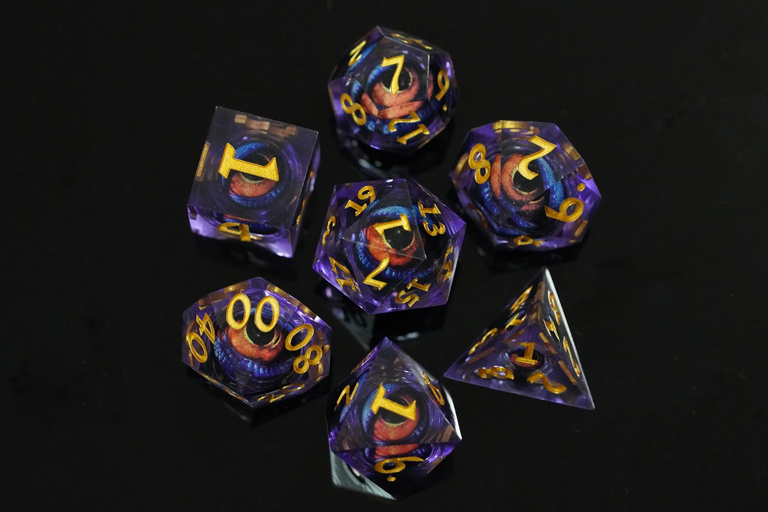 Yushun 7pcs/set Resin Polyhedral Liquid Core Dice TRPG Board Game D4-D20 supplier