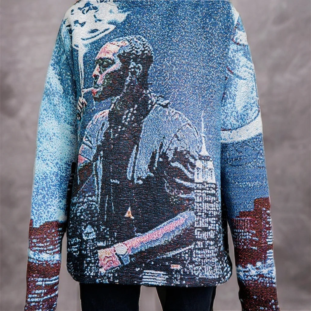 Custom Tapestry Woven Jacquard Streetwear Men Tapestry Sweater Embroidery  Clothing
