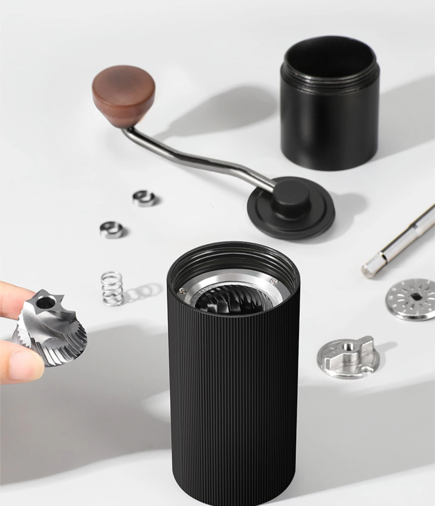 Hand Espresso Coffee Grinder With Alalloy Body Cnc Stainless Steel